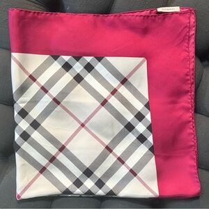 Burberry Red and Black Silk Checkered Scarf